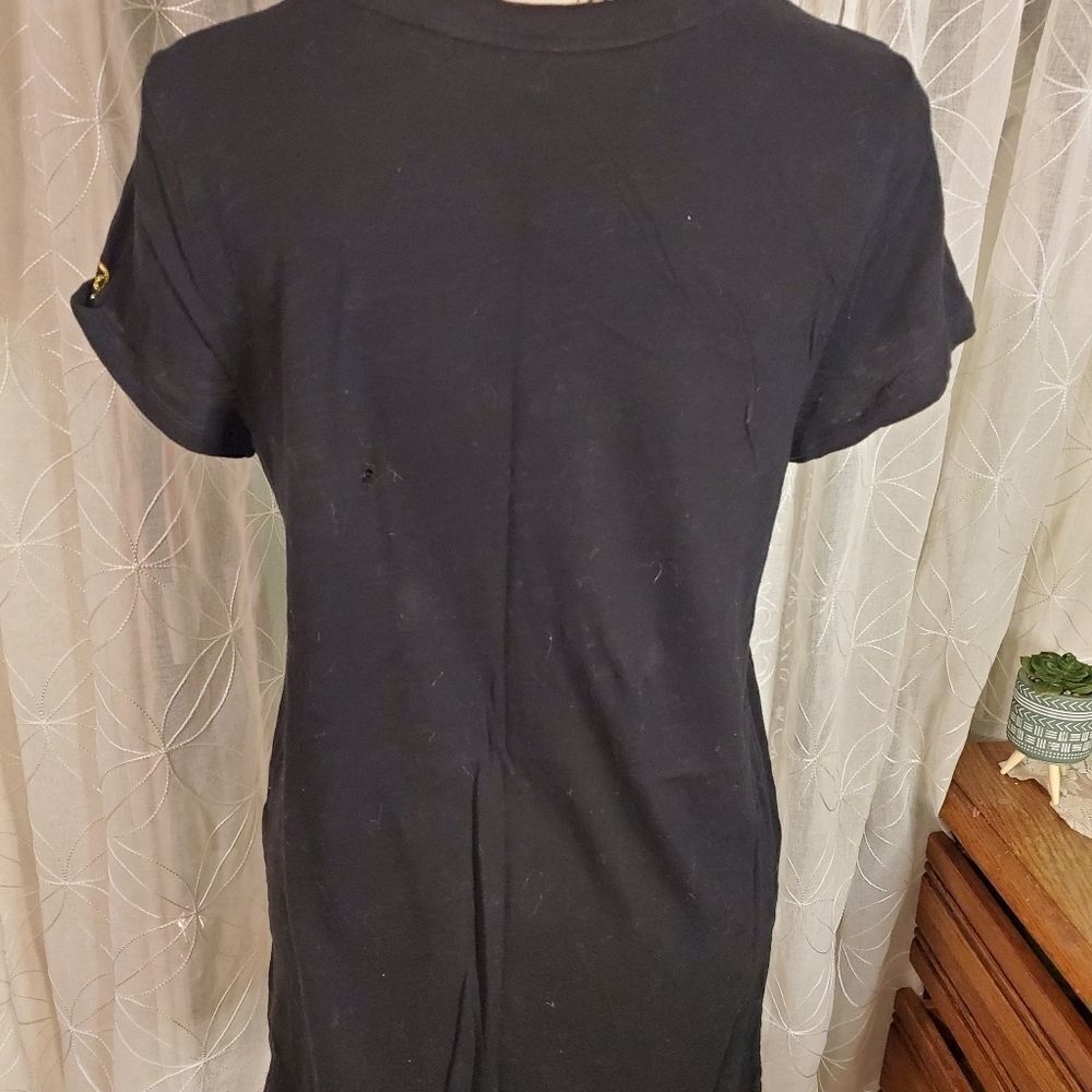 Michael Kors Black Gold Signature Logo Cotton T-shirt Large - Picture 4 of 8